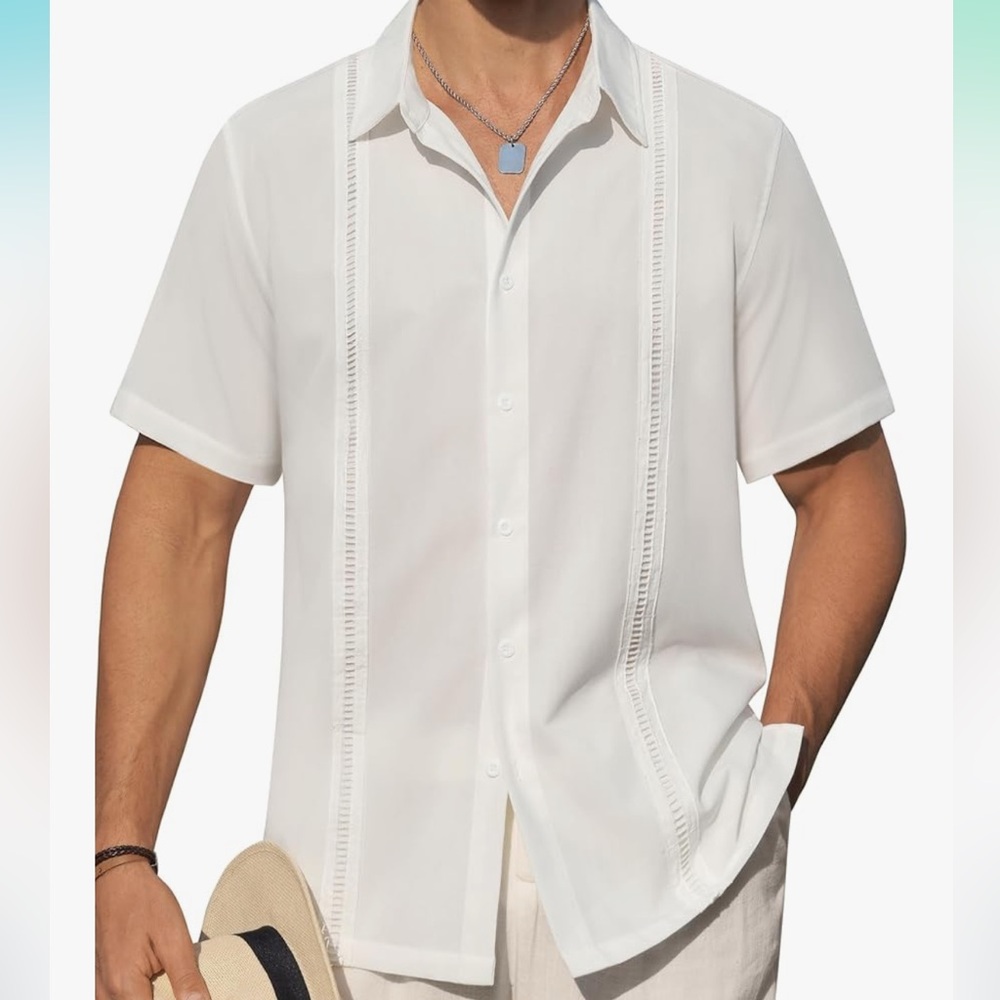 Cuban Guayabera Cotton Linen Short Sleeve Size 6XL